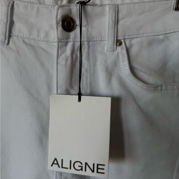 NWT Aligne Tommy Barrel Leg White Jeans High Rise Size 25 - Picture 12 of 13